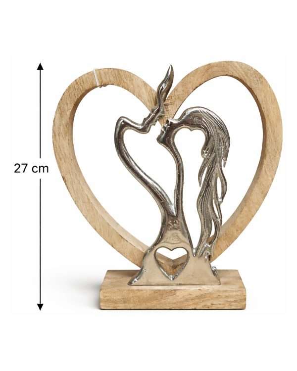 Incontro d'Amore - Cuore in Legno e Silhouette Argento