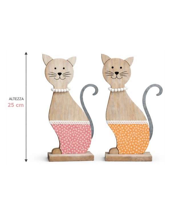 Set di Gatti Decorativi in Legno