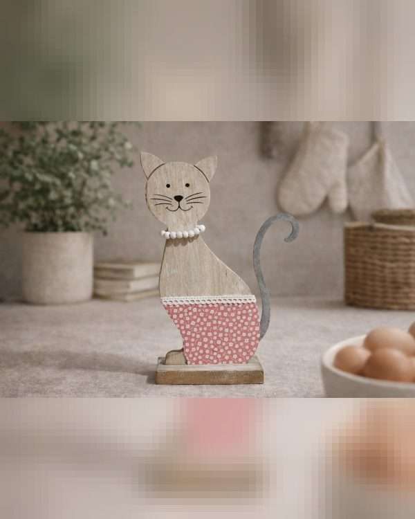 Set di Gatti Decorativi in Legno