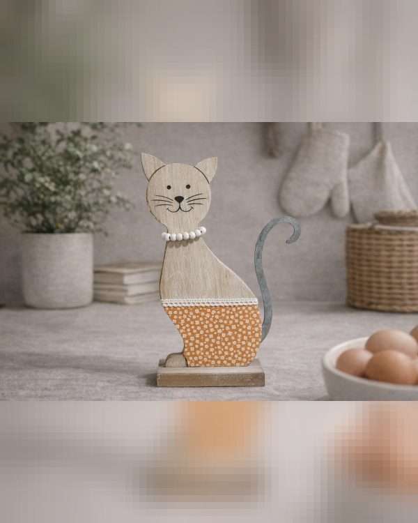 Set di Gatti Decorativi in Legno