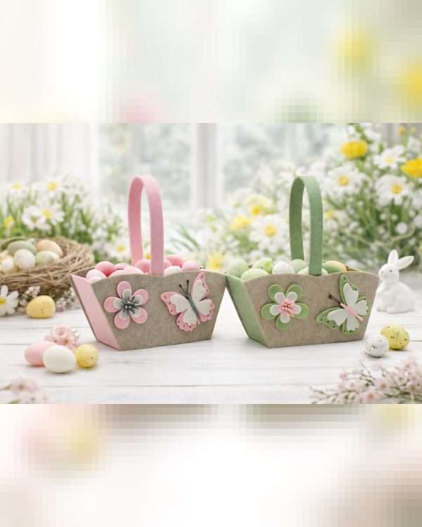 Due Cestini Decorativi in Feltro ' Primavera '