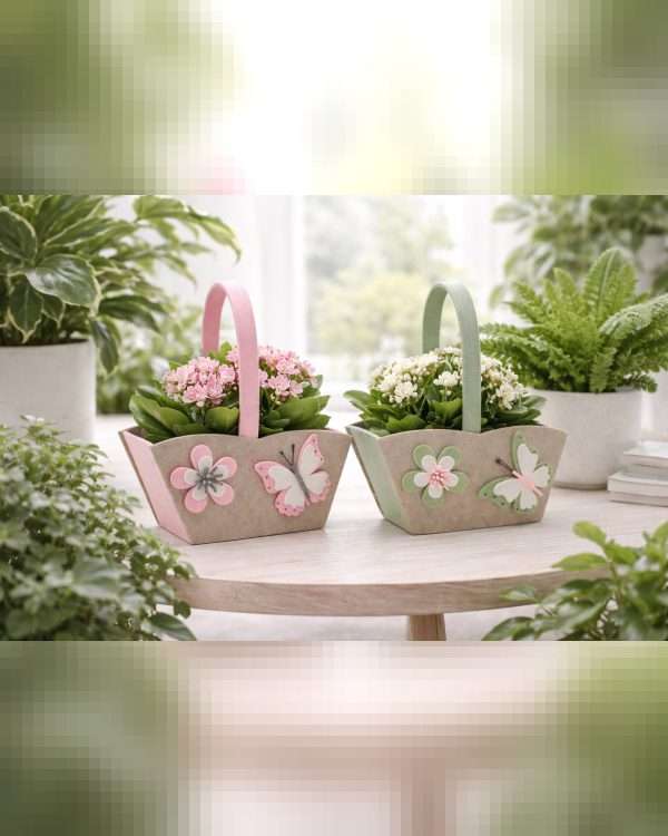 Due Cestini Decorativi in Feltro ' Primavera '