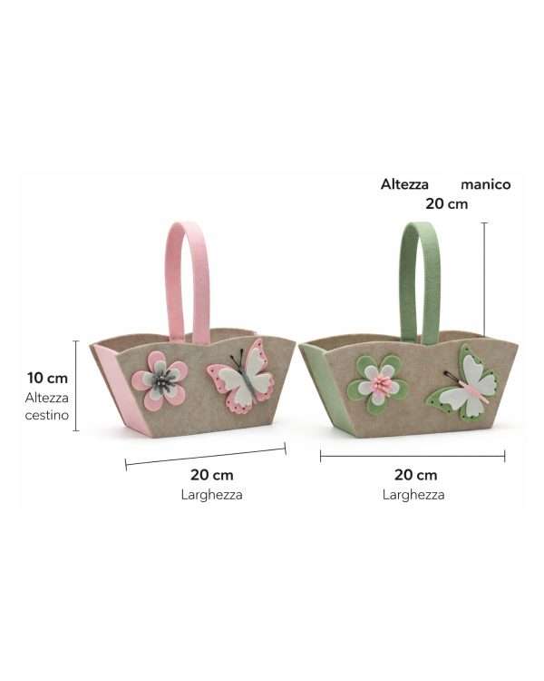 Due Cestini Decorativi in Feltro ' Primavera '