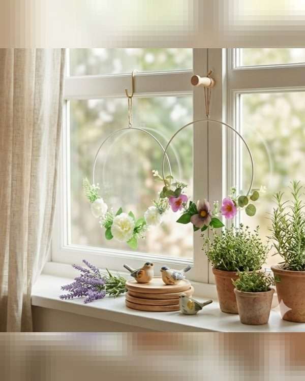 Ghirlanda Minimal con Fiori Artificiali