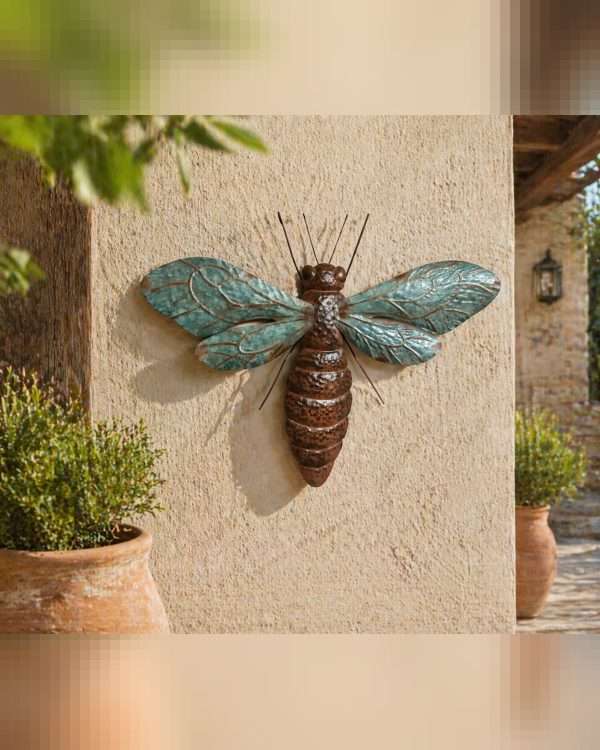 Ape Decorativa da Parete in Metallo - Stile Naturale da Giardino e Casa