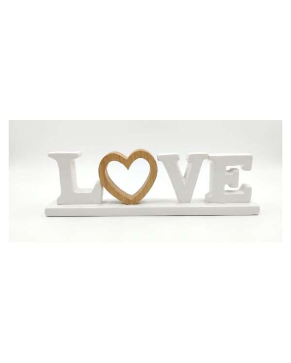 Scritta Decorativa "LOVE" con Cuore in Legno – Soprammobile Moderno