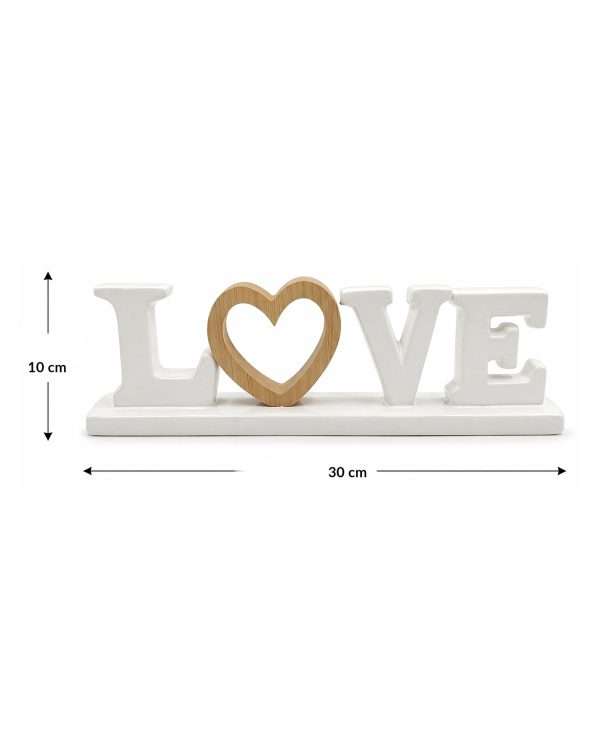 Scritta Decorativa "LOVE" con Cuore in Legno – Soprammobile Moderno
