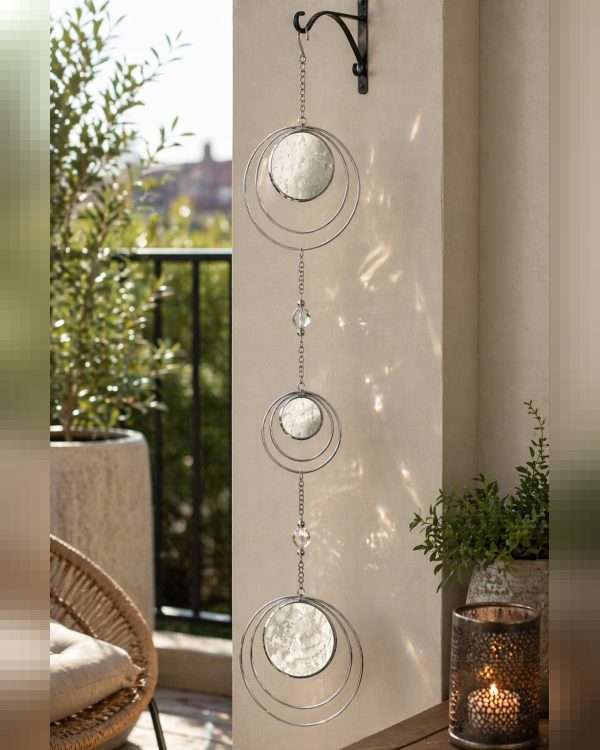 Decorazione Pendente Moderna "Orbital" in Metallo Argento – da Parete