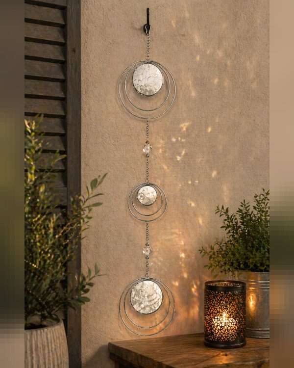 Decorazione Pendente Moderna "Orbital" in Metallo Argento – da Parete