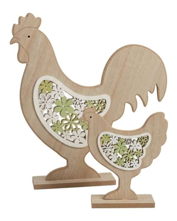 Set Coppia Gallo e Gallina - in Legno