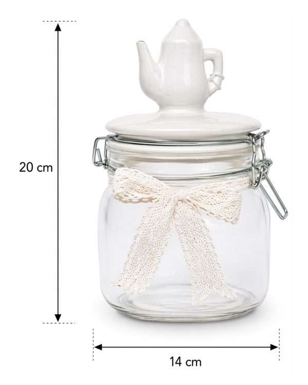 Barattolo in Vetro Ermetico con Coperchio in Ceramica e Teiera