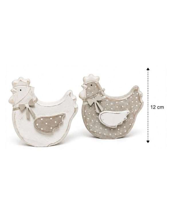 Coppia di Galline Decorative – Statuine in Legno
