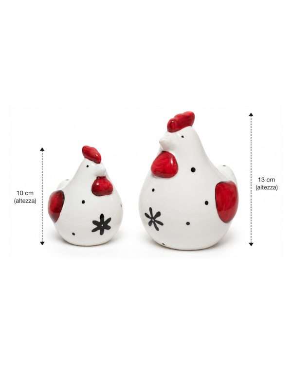 Coppia Galline in Ceramica – Statuine Decorative