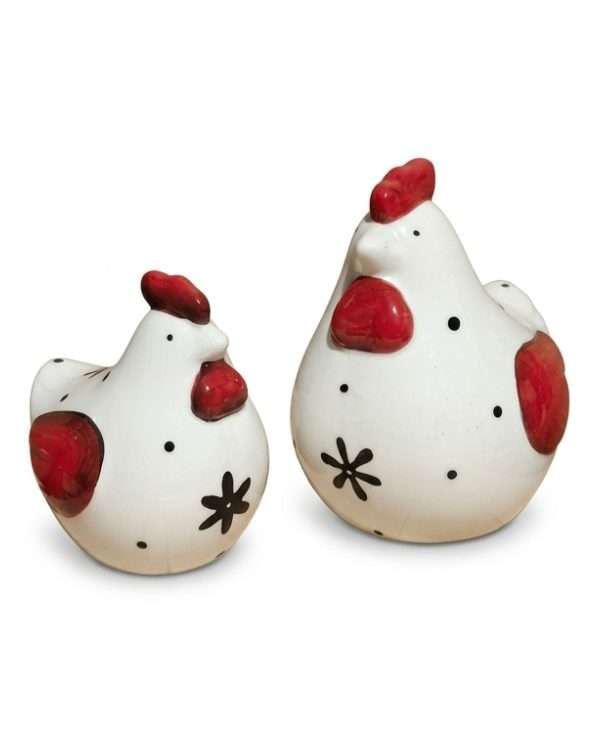 Coppia Galline in Ceramica – Statuine Decorative