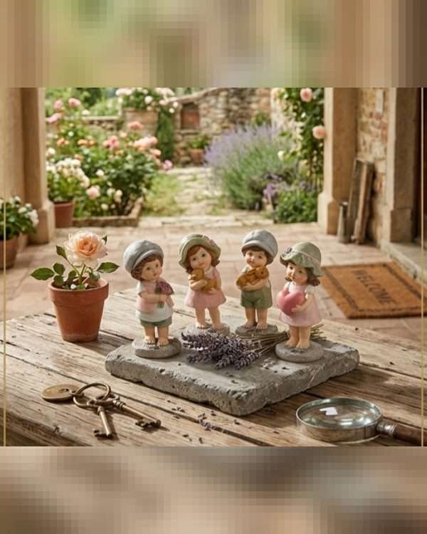 Set 4 Statuette di Bambini "Sguardi Innocenti" – Decorazioni in Resina