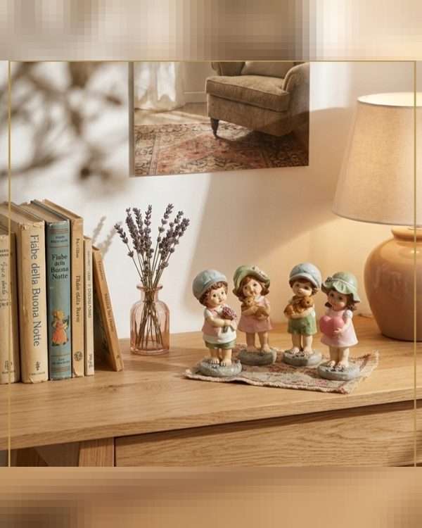 Set 4 Statuette di Bambini "Sguardi Innocenti" – Decorazioni in Resina