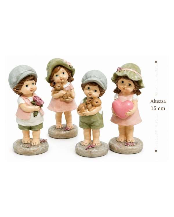 Set 4 Statuette di Bambini "Sguardi Innocenti" – Decorazioni in Resina