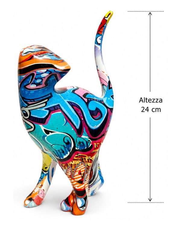 Statua Gatto Pop Art "Urban Graffiti" – Scultura Decorativa Moderna