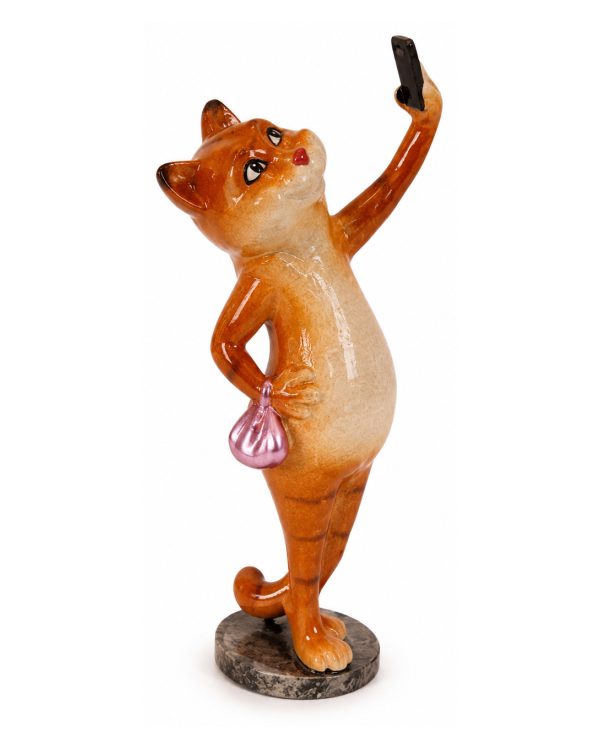 Statuina Gatto Selfie in Resina – Scultura Collezionabile "Funny Cats"