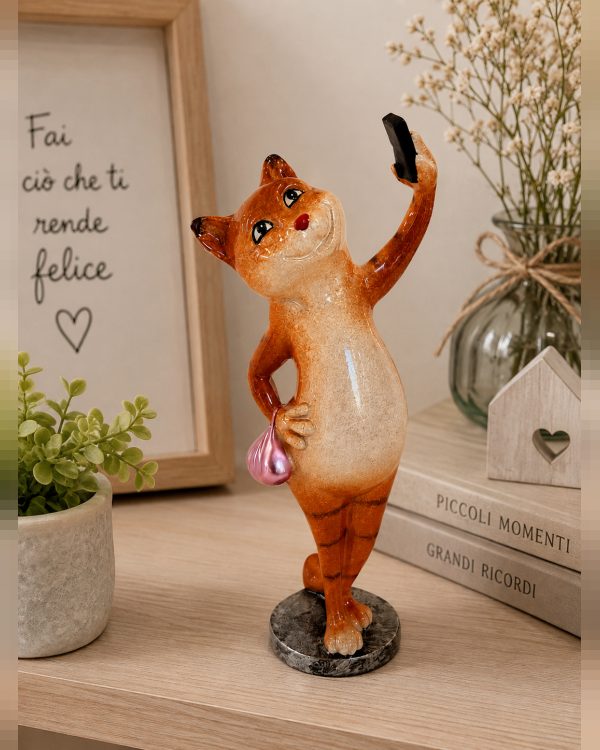 Statuina Gatto Selfie in Resina – Scultura Collezionabile "Funny Cats"