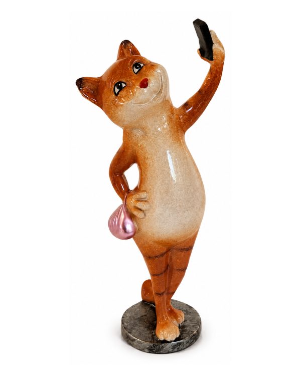 Statuina Gatto Selfie in Resina – Scultura Collezionabile "Funny Cats"