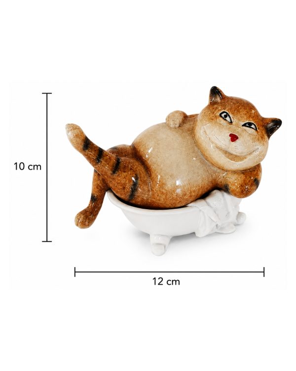 Statuina Gatto in Vasca da Bagno in Resina – Scultura Collezionabile "Funny Cats"