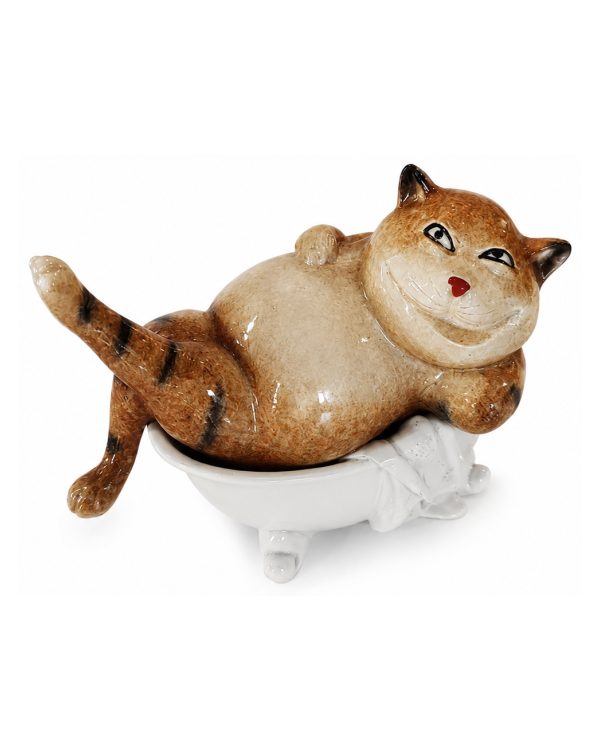 Statuina Gatto in Vasca da Bagno in Resina – Scultura Collezionabile "Funny Cats"